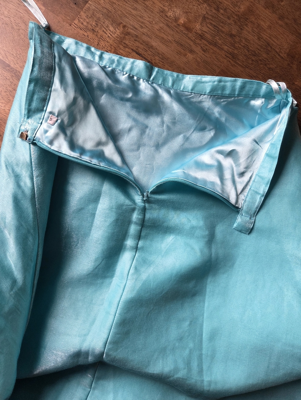 Icy Mint Turquoise Satin A-Line Maxi Skirt Frozen Princess Elsa - Picture 11 of 16